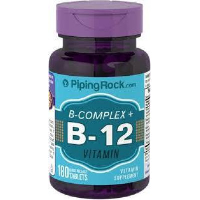 Piping Rock B Complex Plus Vitamin B-12 180 Tablets Piping Rock B Complex Plus Vitamin B-12 180 Tablets