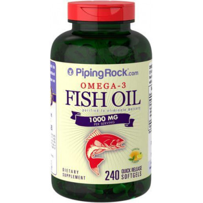 Витамины и минералы Piping Rock Omega-3 Fish Oil 1000 mg Lemon Flavor 240 cap Витамины и минералы Piping Rock Omega-3 Fish Oil 1000 mg Lemon Flavor 240 cap