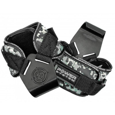 Крюки для тяги на запястья Power System Hooks Camo PS-3370 Black/Grey L Крюки для тяги на запястья Power System Hooks Camo PS-3370 Black/Grey L