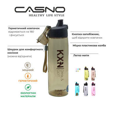 Пляшка для води CASNO 580 мл KXN-1179 Рожева Пляшка для води CASNO 580 мл KXN-1179 Рожева