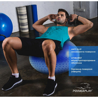 М'яч для фітнеса PowerPlay 4003 65см Синій М'яч для фітнеса PowerPlay 4003 65см Синій