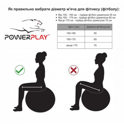 М'яч для фітнеса PowerPlay 4003 75см Темно сірий М'яч для фітнеса PowerPlay 4003 75см Темно сірий