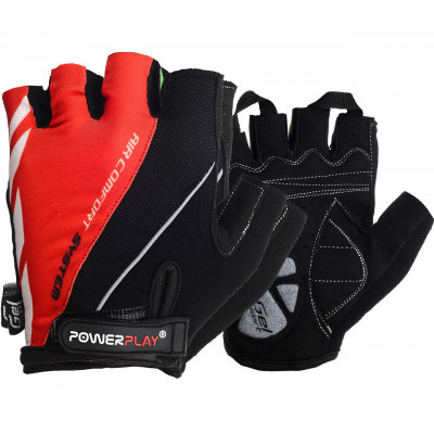 Велорукавички PowerPlay 5024 C Чорно-червоні L Велорукавички PowerPlay 5024 C Чорно-червоні L