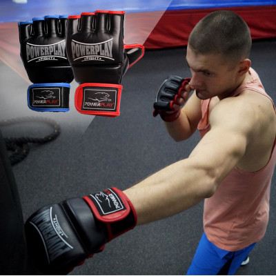 Рукавички для MMA PowerPlay 3058 Чорно-Сині XL Рукавички для MMA PowerPlay 3058 Чорно-Сині XL