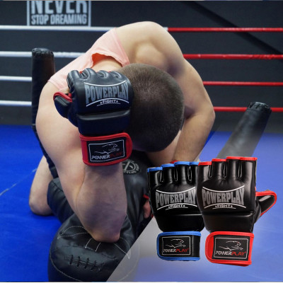 Рукавички для MMA PowerPlay 3058 Чорно-Сині XL Рукавички для MMA PowerPlay 3058 Чорно-Сині XL