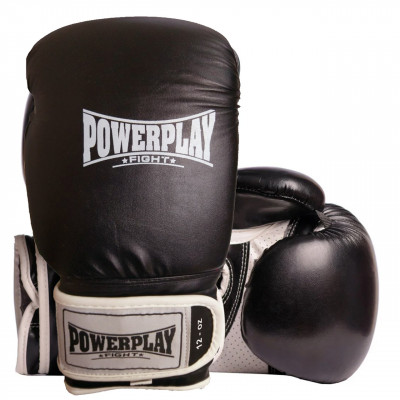 Боксерські рукавиці PowerPlay 3019 Чорні 12 унцій Боксерські рукавиці PowerPlay 3019 Чорні 12 унцій