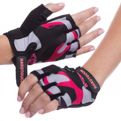 Перчатки для фитнеca HARD TOUCH XS-L черный-розовый Перчатки для фитнеca HARD TOUCH XS-L черный-розовый