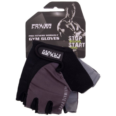 Перчатки для фитнеca POWER FITNESS XS-L серый Перчатки для фитнеca POWER FITNESS XS-L серый