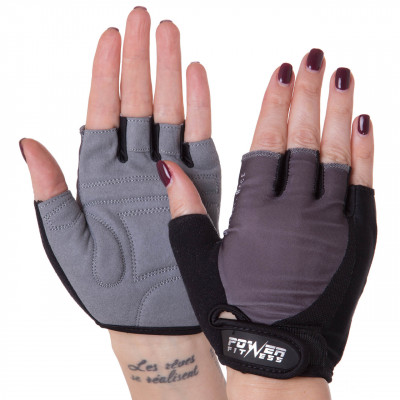 Перчатки для фитнеca POWER FITNESS XS-L серый Перчатки для фитнеca POWER FITNESS XS-L серый