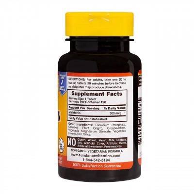 Sundance Vitamins Low Dose Melatonin 300 mcg (120 Tablets) Sundance Vitamins Low Dose Melatonin 300 mcg (120 Tablets)