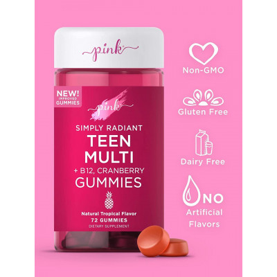 Витамины для детей Pink Teen Girl Multi + B-12 & Cranberry (72 Gummies) Витамины для детей Pink Teen Girl Multi + B-12 & Cranberry (72 Gummies)