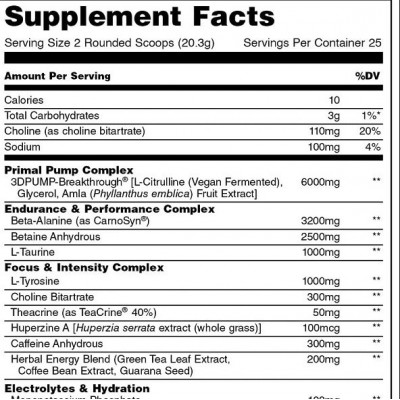 Предтренировочники Universal Nutrition Animal Primal Powder, Preworkout 507,5 g /25 servings Предтренировочники Universal Nutrition Animal Primal Powder, Preworkout 507,5 g /25 servings