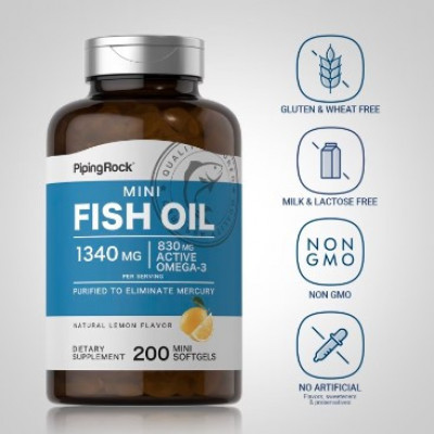 Витамины и минералы Piping Rock ,Mini Fish Oil1300mg ( 200 soft) Витамины и минералы Piping Rock ,Mini Fish Oil1300mg ( 200 soft)