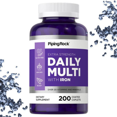 Витамины и Минералы Piping Rock Daily Multi with Iron (200 Caplets) Витамины и Минералы Piping Rock Daily Multi with Iron (200 Caplets)