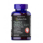 Puritan's Pride Triple Omega 3 6 9 Fish Flax Borage Oils - (120 Softgels)