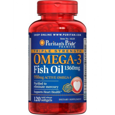 Витамины и минералы Puritan's Pride Omega-3 Fish Oil 1360 mg (120 softgels) Витамины и минералы Puritan's Pride Omega-3 Fish Oil 1360 mg (120 softgels)