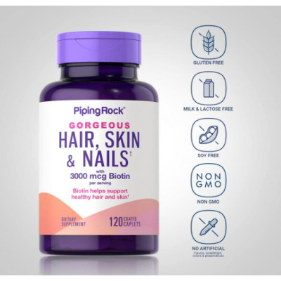 Витамины и Минералы Piping Rock Hair, Skin & Nails with 3000 mcg Biotin (120 таб.) Витамины и Минералы Piping Rock Hair, Skin & Nails with 3000 mcg Biotin (120 таб.)