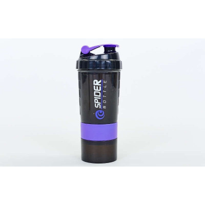 Шейкер 3-х камерный для спортивного питания SPIDER BOTTLE FI-6389 (500+100мл, PE фиолетовый) Шейкер 3-х камерный для спортивного питания SPIDER BOTTLE FI-6389 (500+100мл, PE фиолетовый)