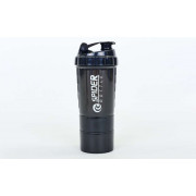 Шейкер 3-х камерный для спортивного питания SPIDER BOTTLE FI-6389 (500+100мл, черный)