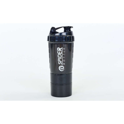 Шейкер 3-х камерный для спортивного питания SPIDER BOTTLE FI-6389 (500+100мл, черный) Шейкер 3-х камерный для спортивного питания SPIDER BOTTLE FI-6389 (500+100мл, черный)