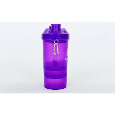 Шейкер 3-х камерный для спортивного питания SMART SHAKER SLIM FI-6388 (400+100мл фиолетовый) Шейкер 3-х камерный для спортивного питания SMART SHAKER SLIM FI-6388 (400+100мл фиолетовый)