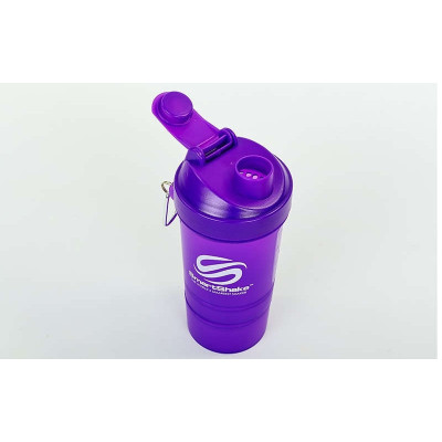 Шейкер 3-х камерный для спортивного питания SMART SHAKER SLIM FI-6388 (400+100мл фиолетовый) Шейкер 3-х камерный для спортивного питания SMART SHAKER SLIM FI-6388 (400+100мл фиолетовый)